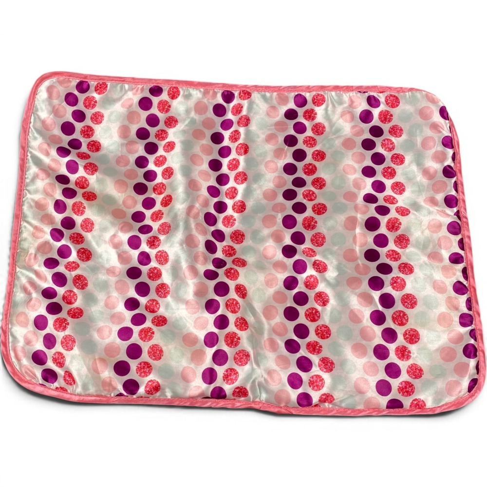 My Life As Doll Quilt Pink Purple Polka Dot Satin Blanket 18 Inch Doll Accessory